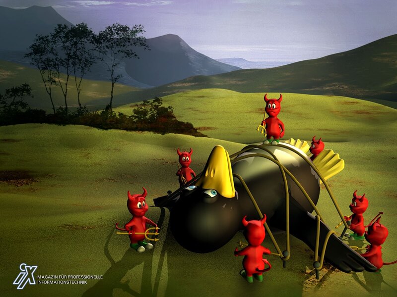 Devils with a fallen bird