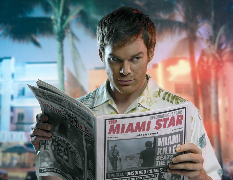 Dexter reading Miami Star