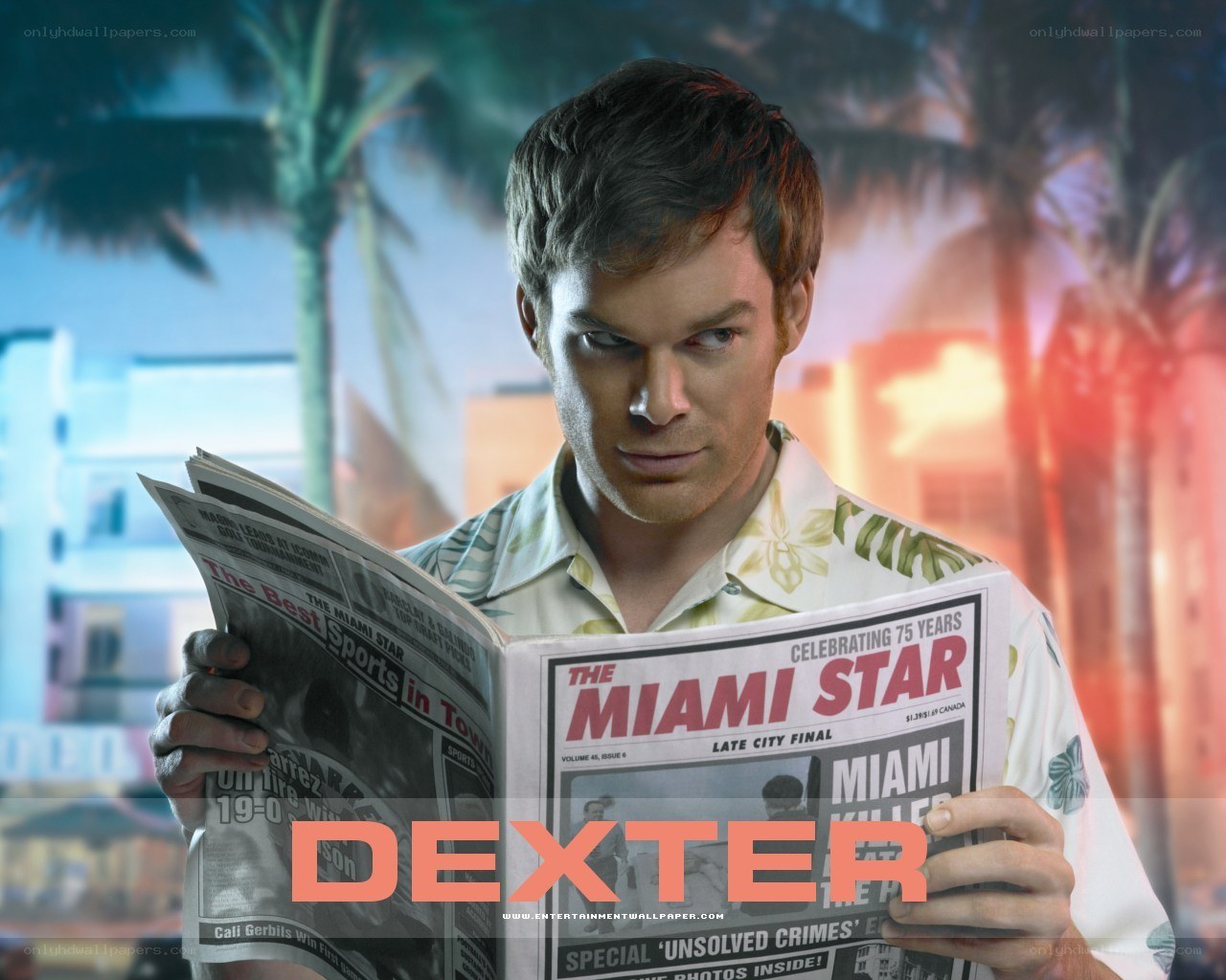 Dexter reading newspaper