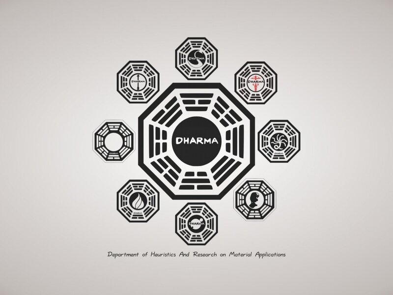 Dharma Initiative Logo — Black, Neutral, Vector Art, Hexagrams