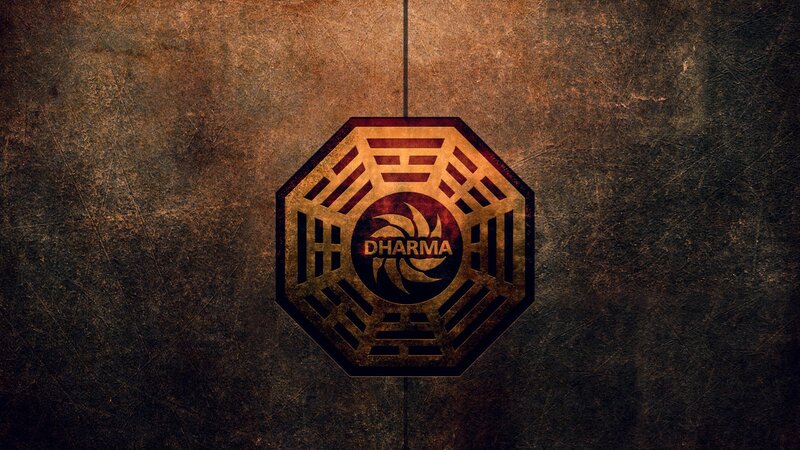 Dharma Initiative logo on textured background