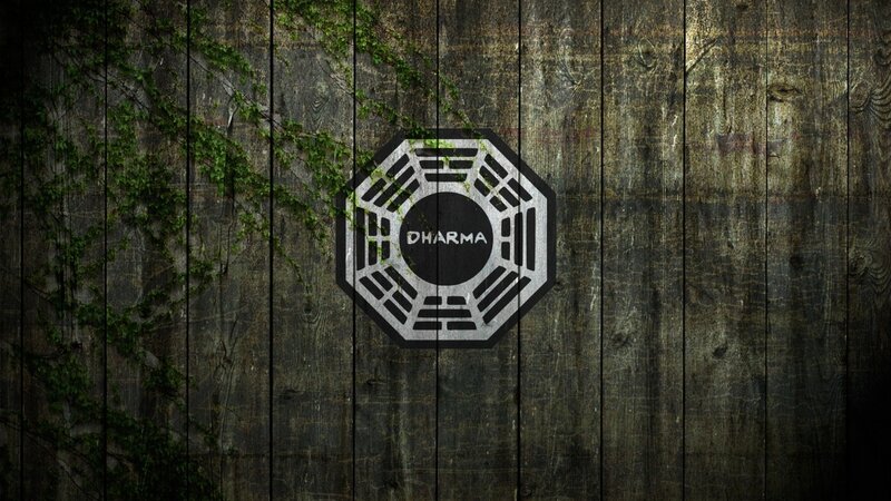 Dharma Initiative logo on wood