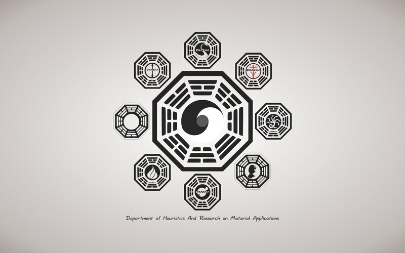Dharma Initiative Symbols — Black, Neutral, Illustration