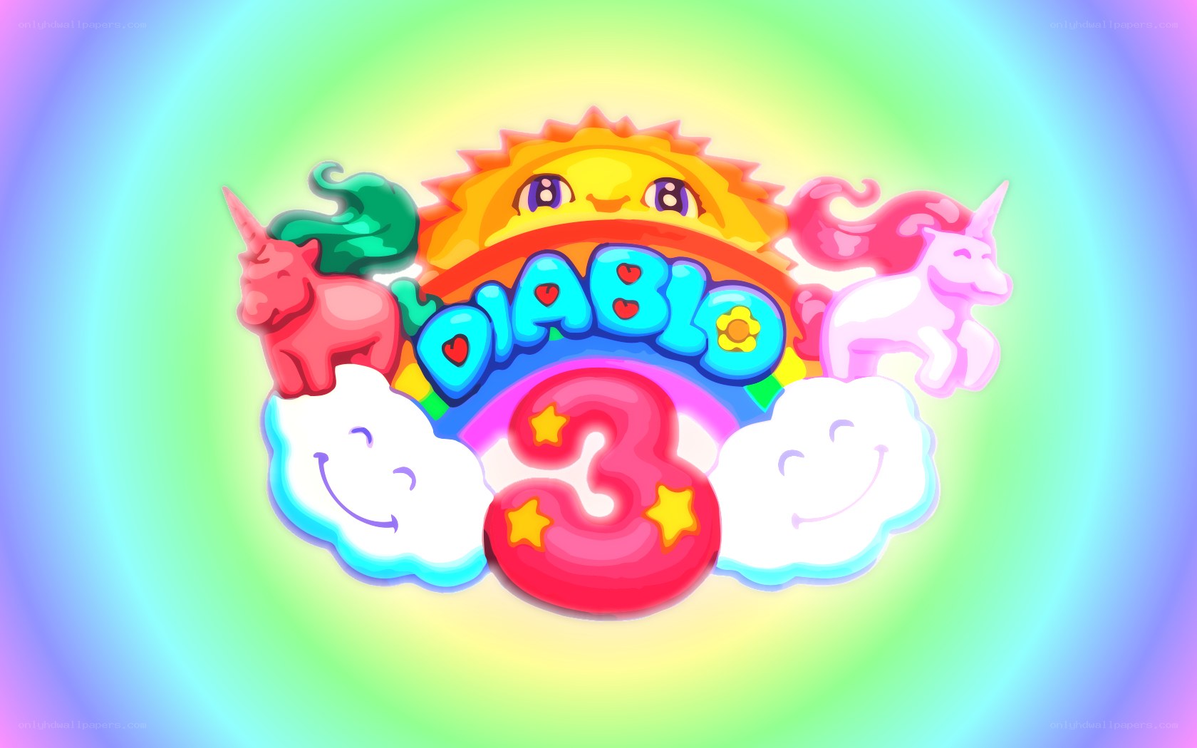 Diablo 3 logo with unicorns