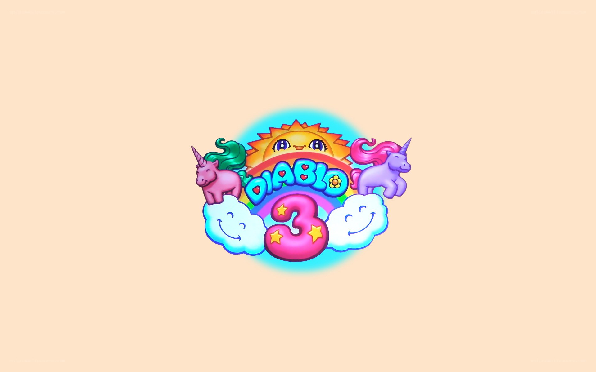 Diablo 3 logo with unicorns
