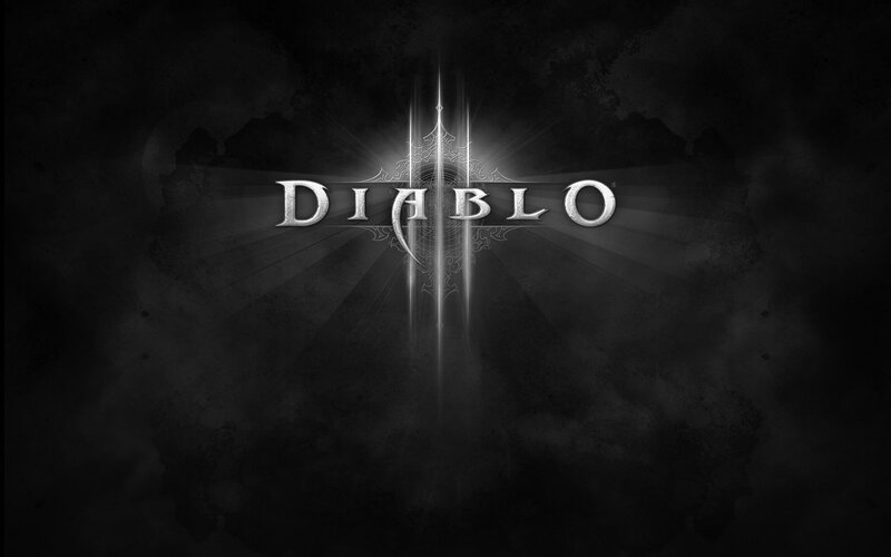 Diablo III Logo — Black, Dramatic, Digital Art, Light Rays