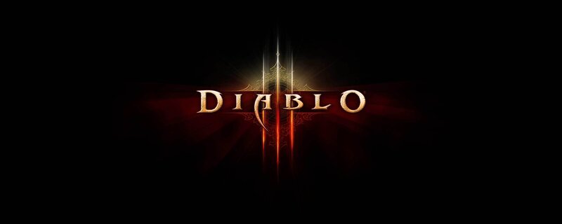 Diablo III Logo — Black, Dramatic, Digital Art, Sword, Light Rays, Ornate Design