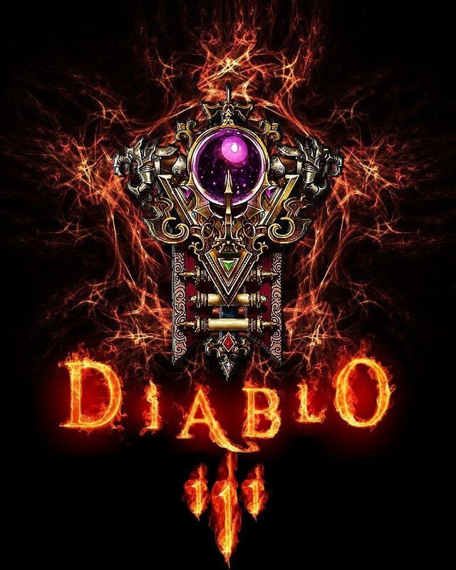 Diablo III logo with fiery background
