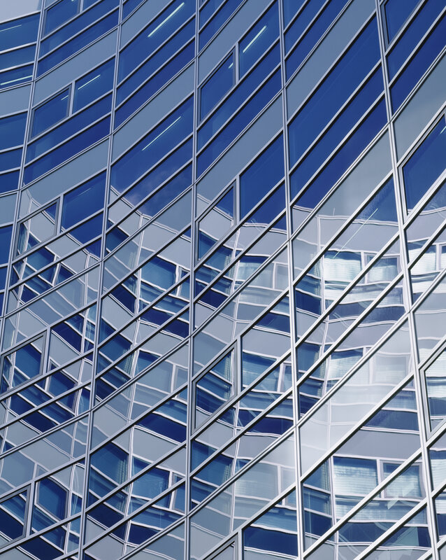 diagonal glass building facade