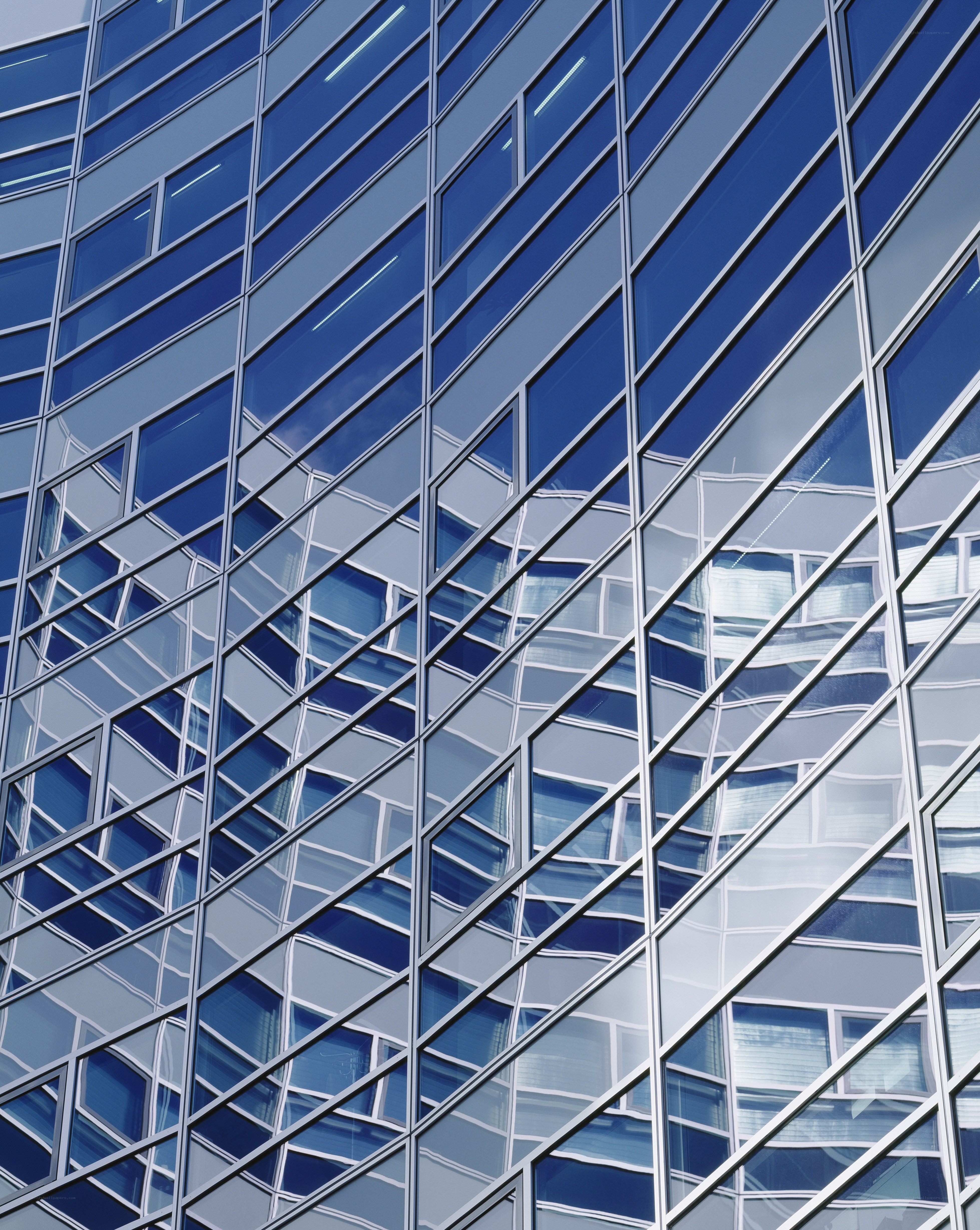 diagonal glass building facade