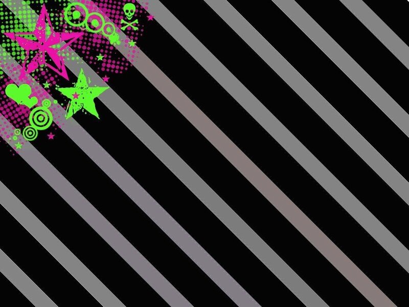 diagonal stripes with punk graphics