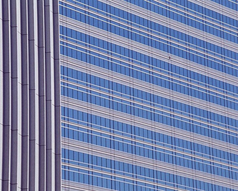 diagonal windows on a skyscraper