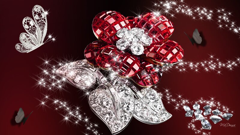Diamond and Ruby Brooch