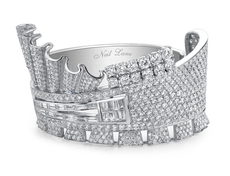 Diamond-encrusted crown bracelet