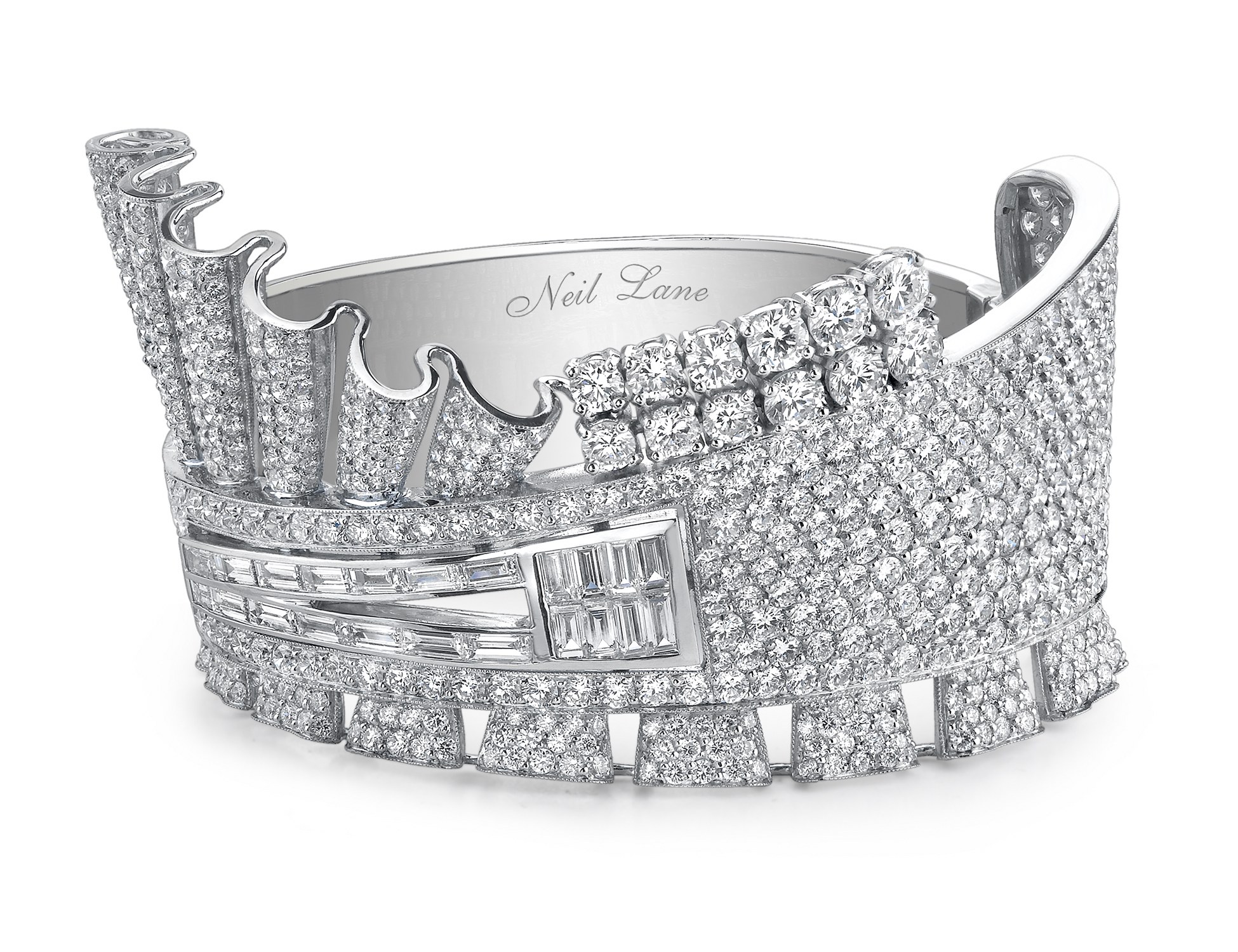 Diamond-encrusted crown bracelet