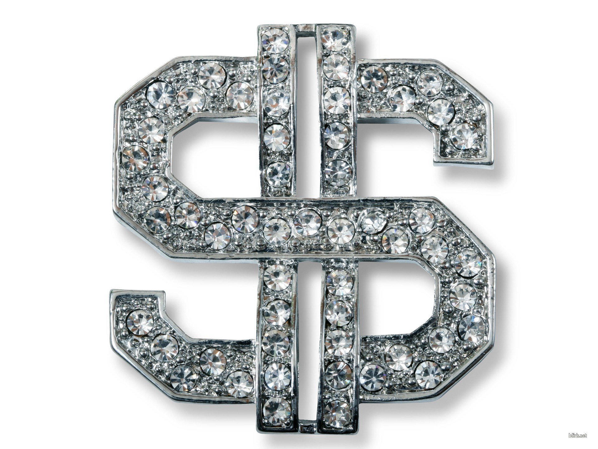 diamond-encrusted dollar sign pin
