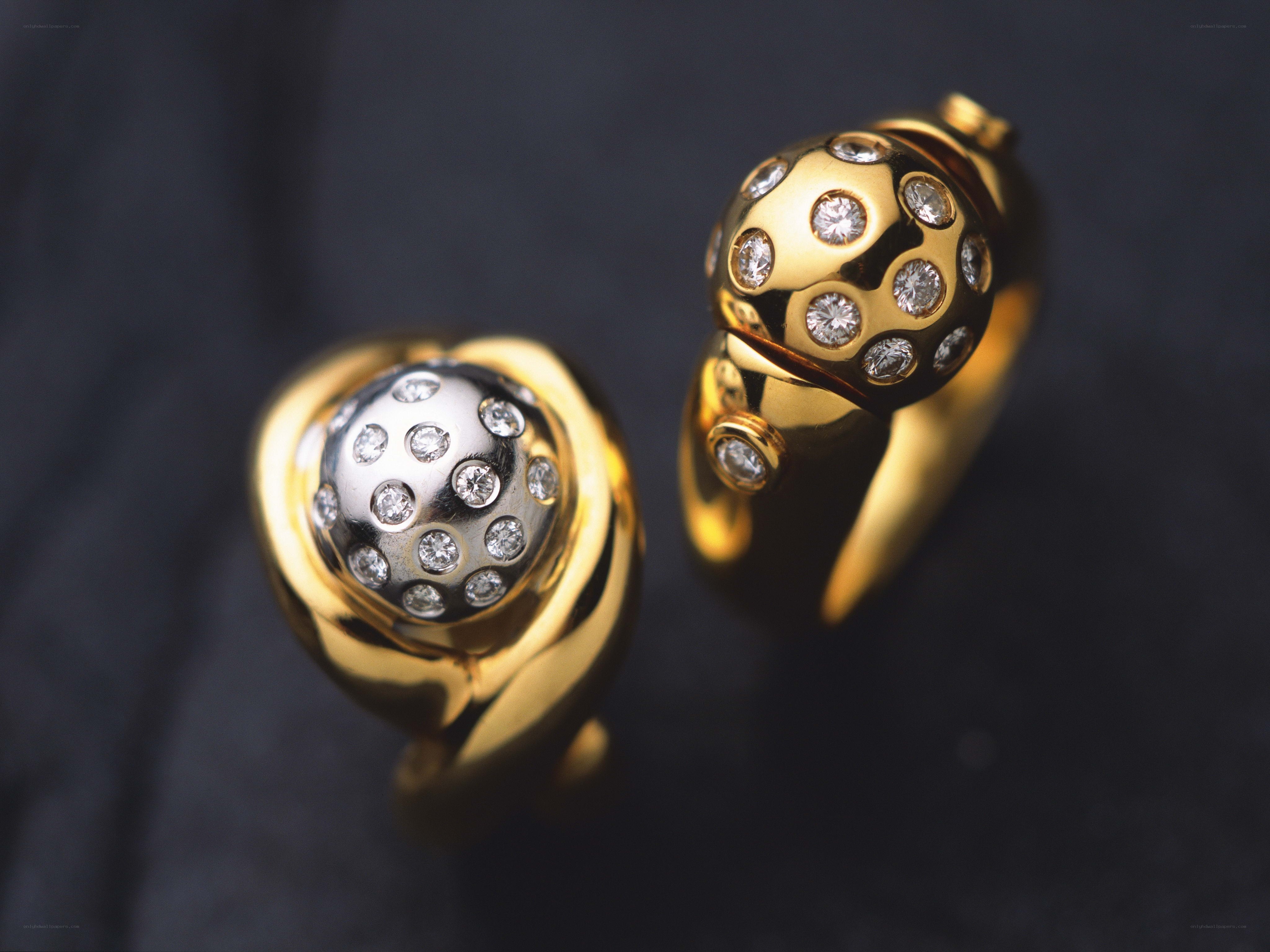 Diamond-encrusted gold earrings