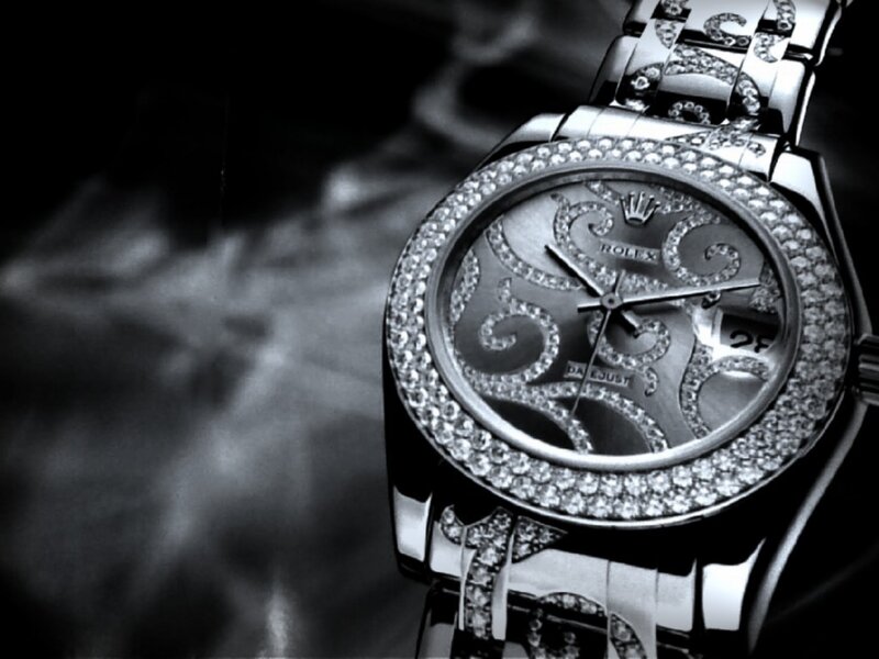 Diamond-encrusted Rolex watch