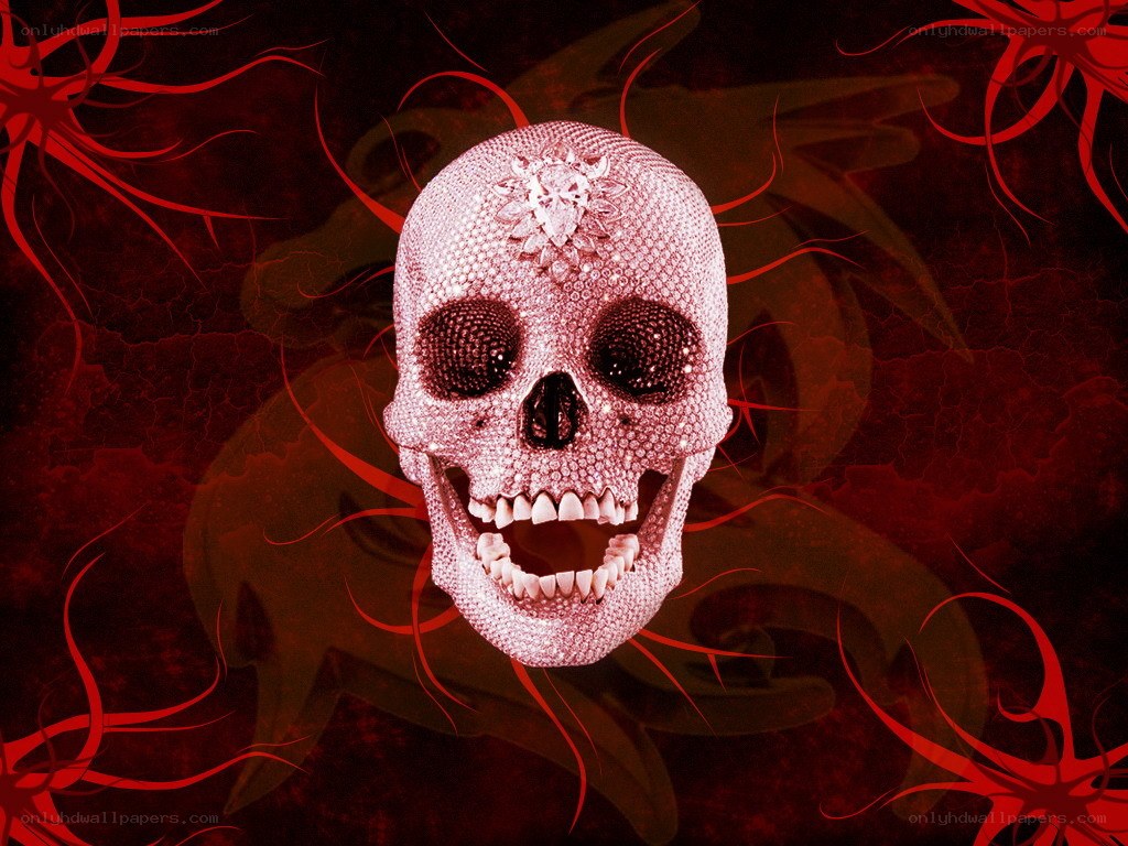 Diamond-encrusted skull art