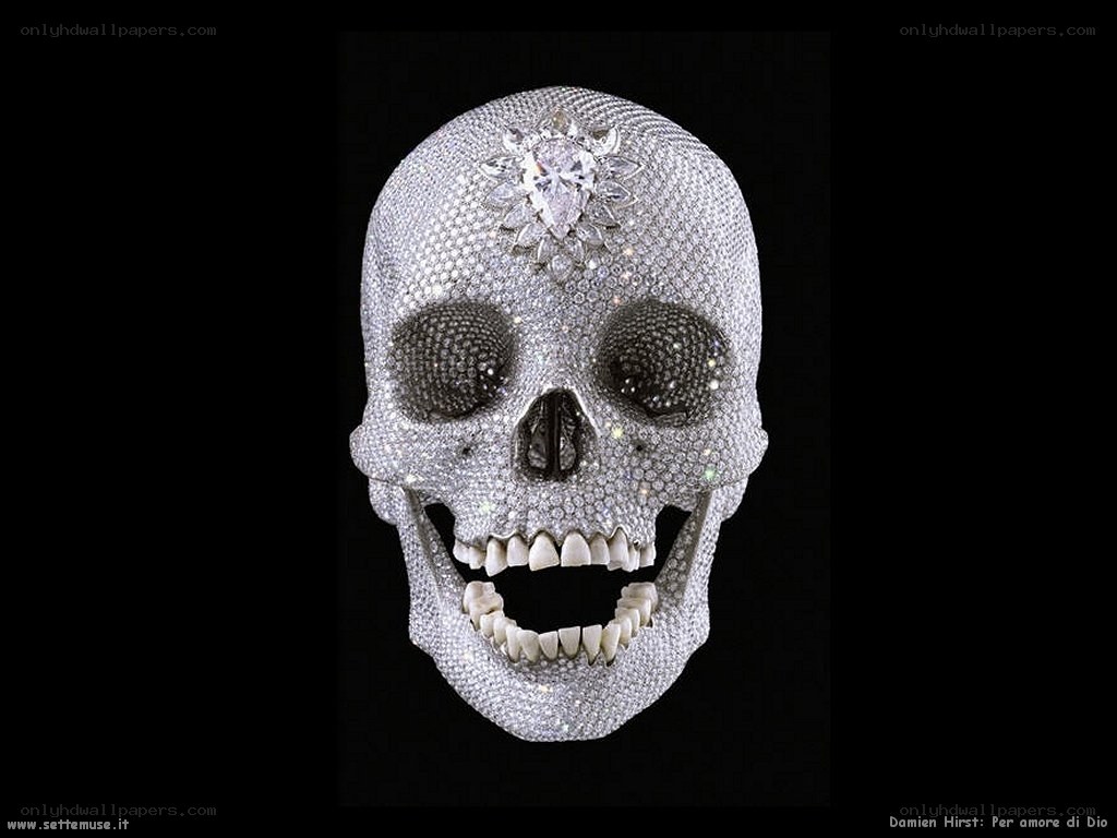 Diamond-encrusted skull sculpture