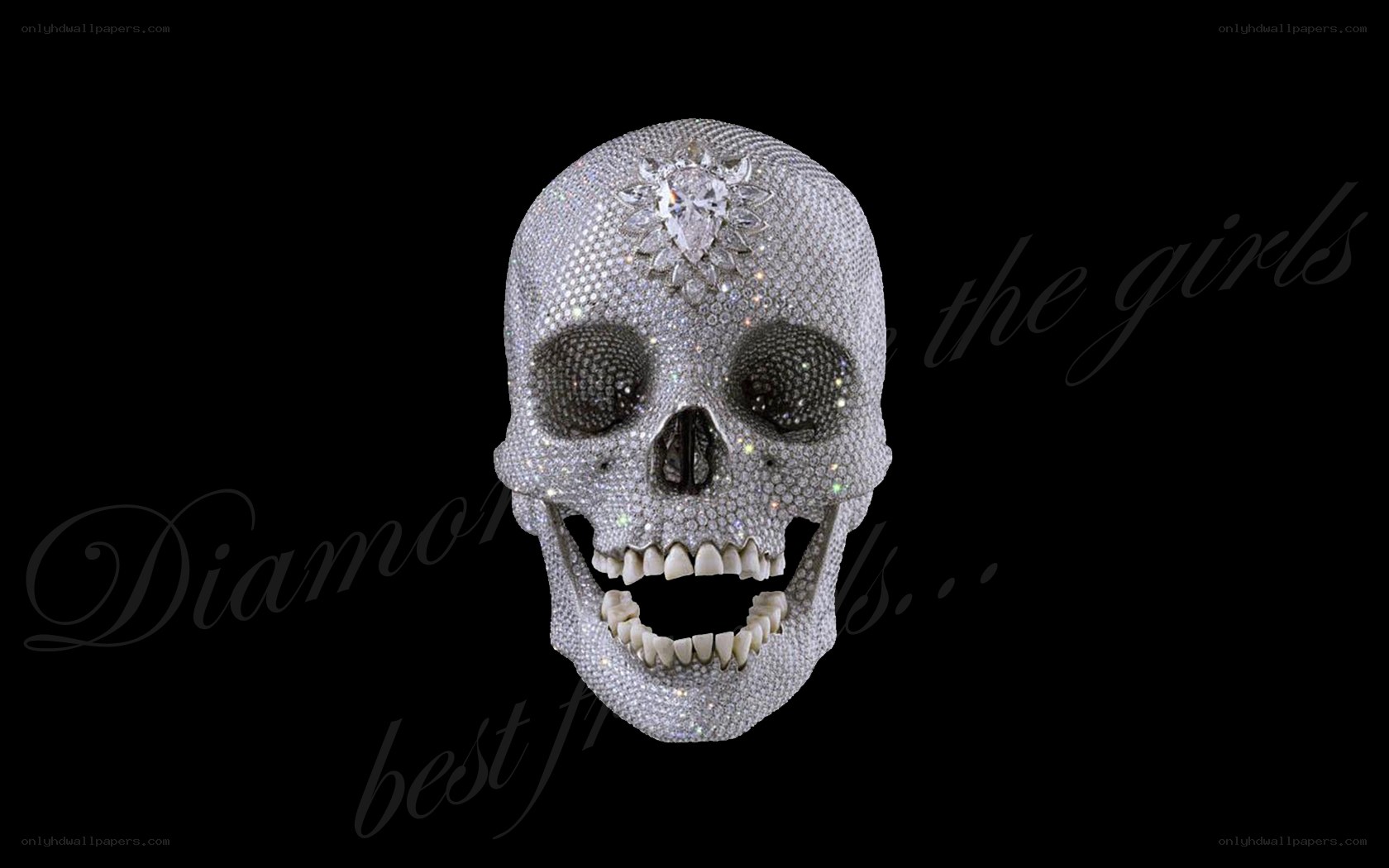 Diamond-encrusted skull sculpture