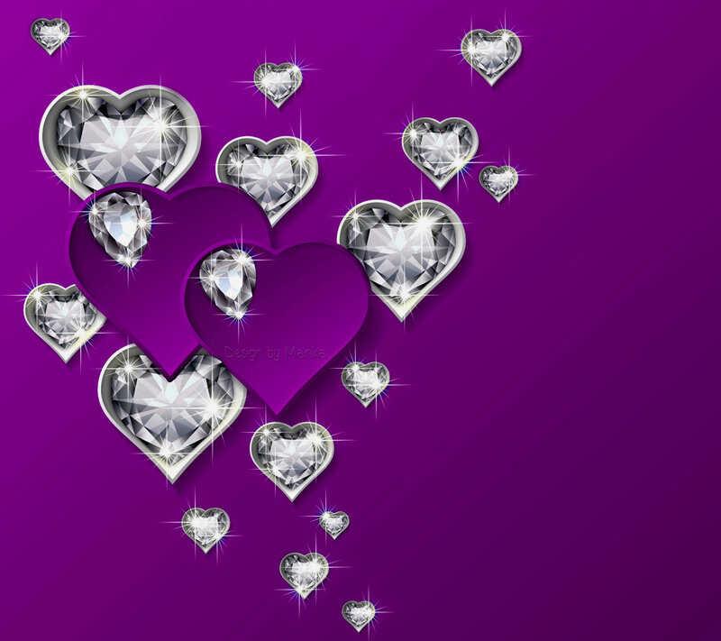 Diamond Hearts on Purple