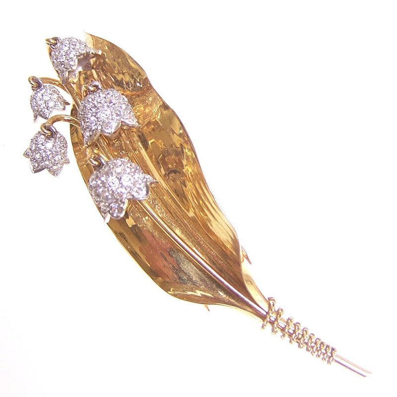 diamond lily of the valley brooch
