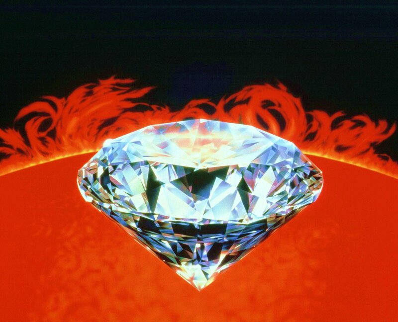 Diamond on fiery background