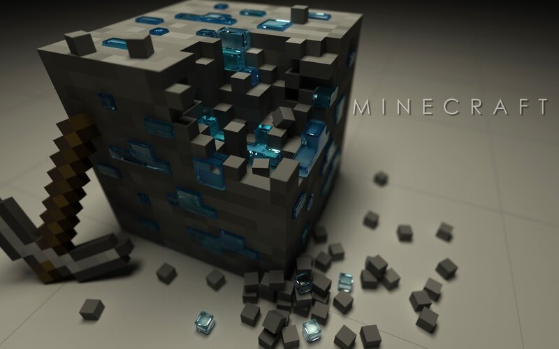 Diamond Ore Block — Gray, Dramatic, 3d Render, Pickaxe, Dust