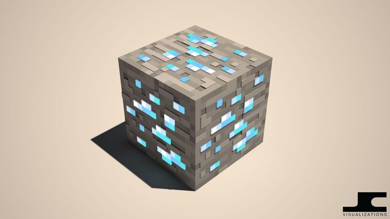 Diamond Ore Block — Gray, Neutral