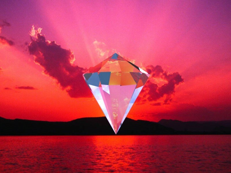 Diamond over sunset lake