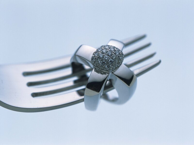 diamond ring on fork