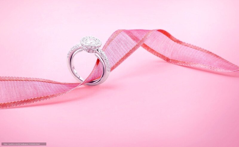 Diamond ring on pink ribbon