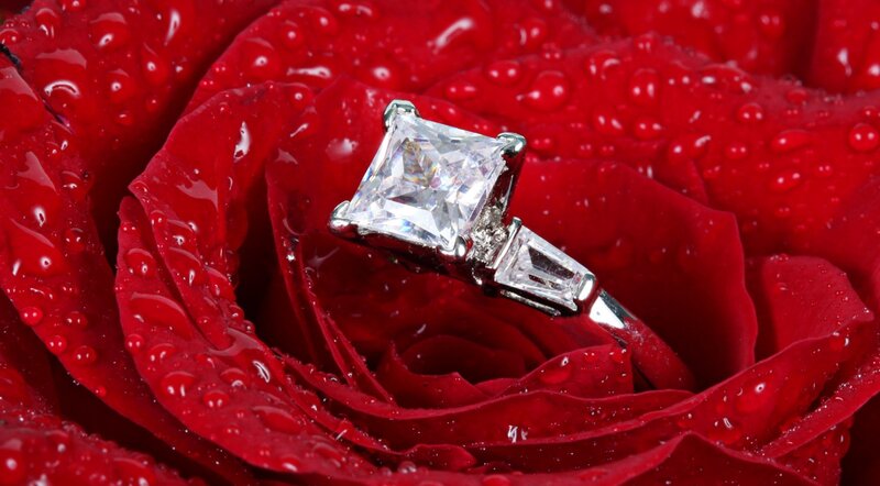Diamond Ring on Rose — Red