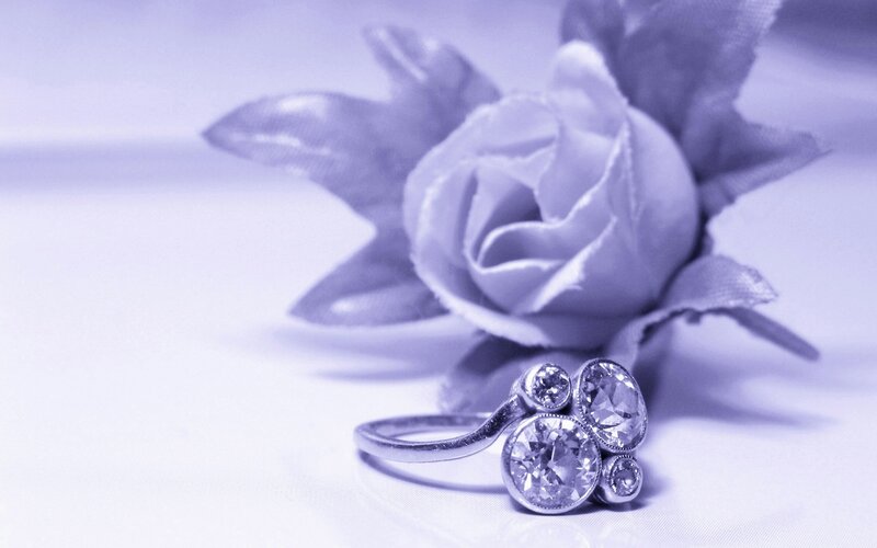 Diamond Ring with Rose — Purple