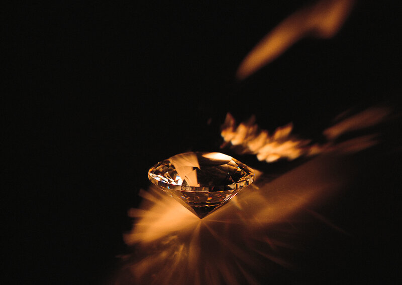 Diamond under warm light