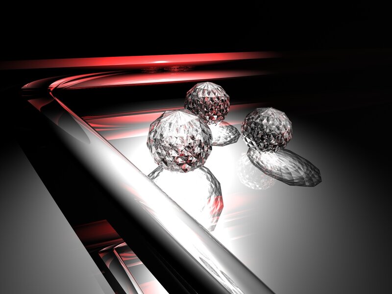Diamonds on a reflective surface