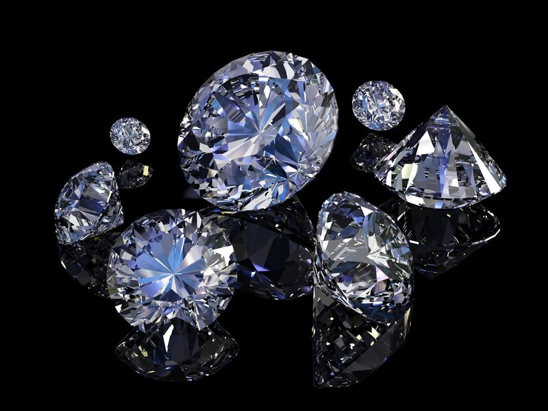 Diamonds on Black Surface — Dramatic, 3d Render