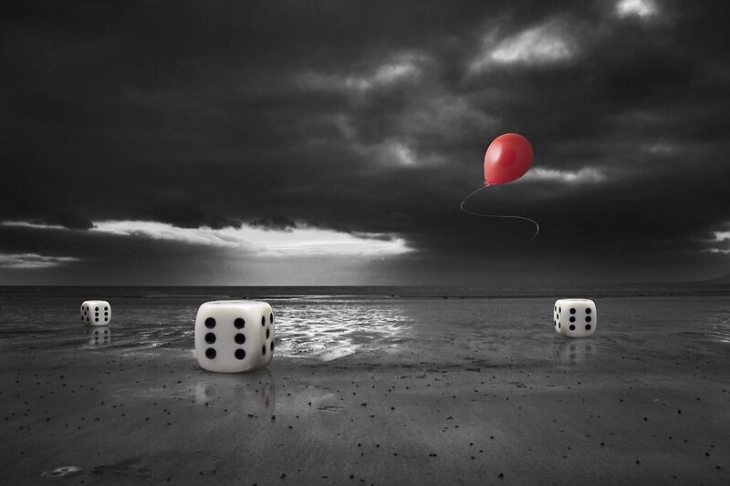 Dice and Balloon on Beach