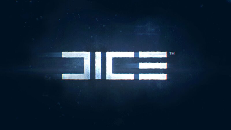 DICE logo with glitch effect