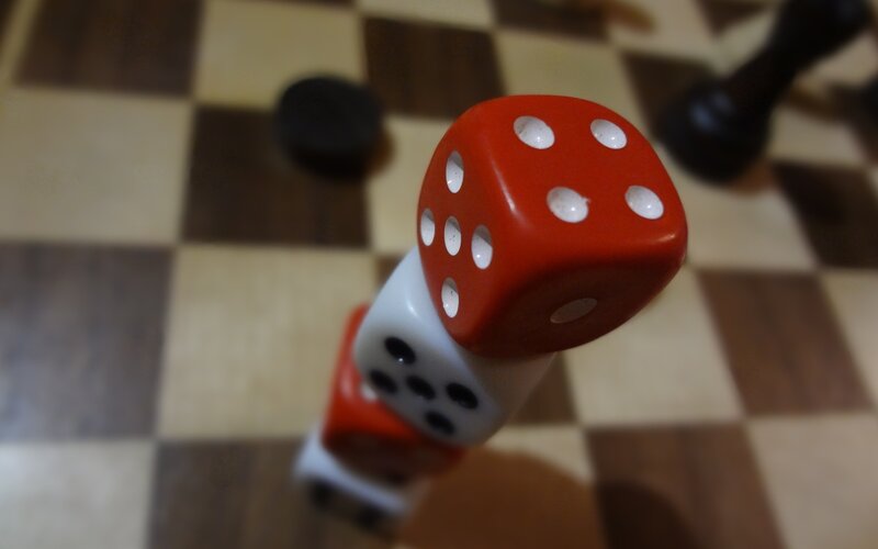 Dice on a chessboard
