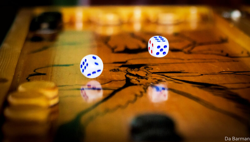 Dice on Backgammon Board