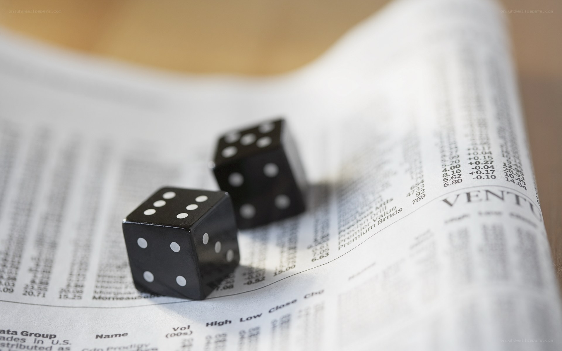 Dice on financial page