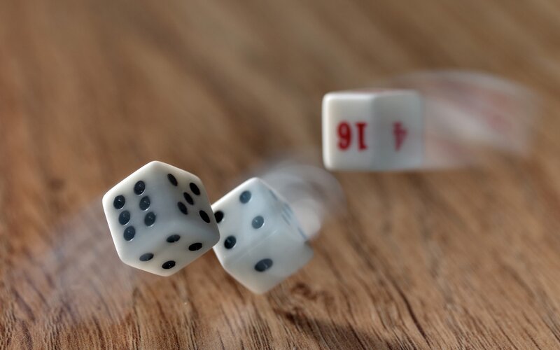 Dice on Wooden Surface