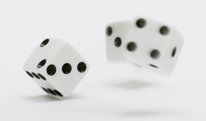 dice rolling in mid-air