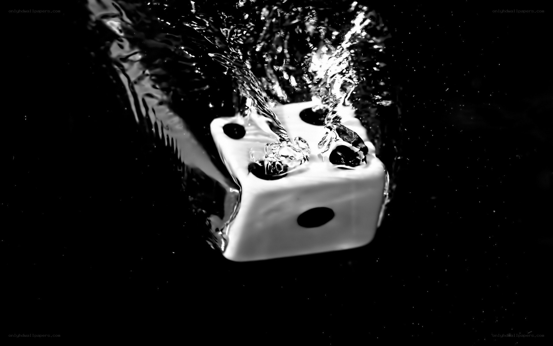 dice splashing in water