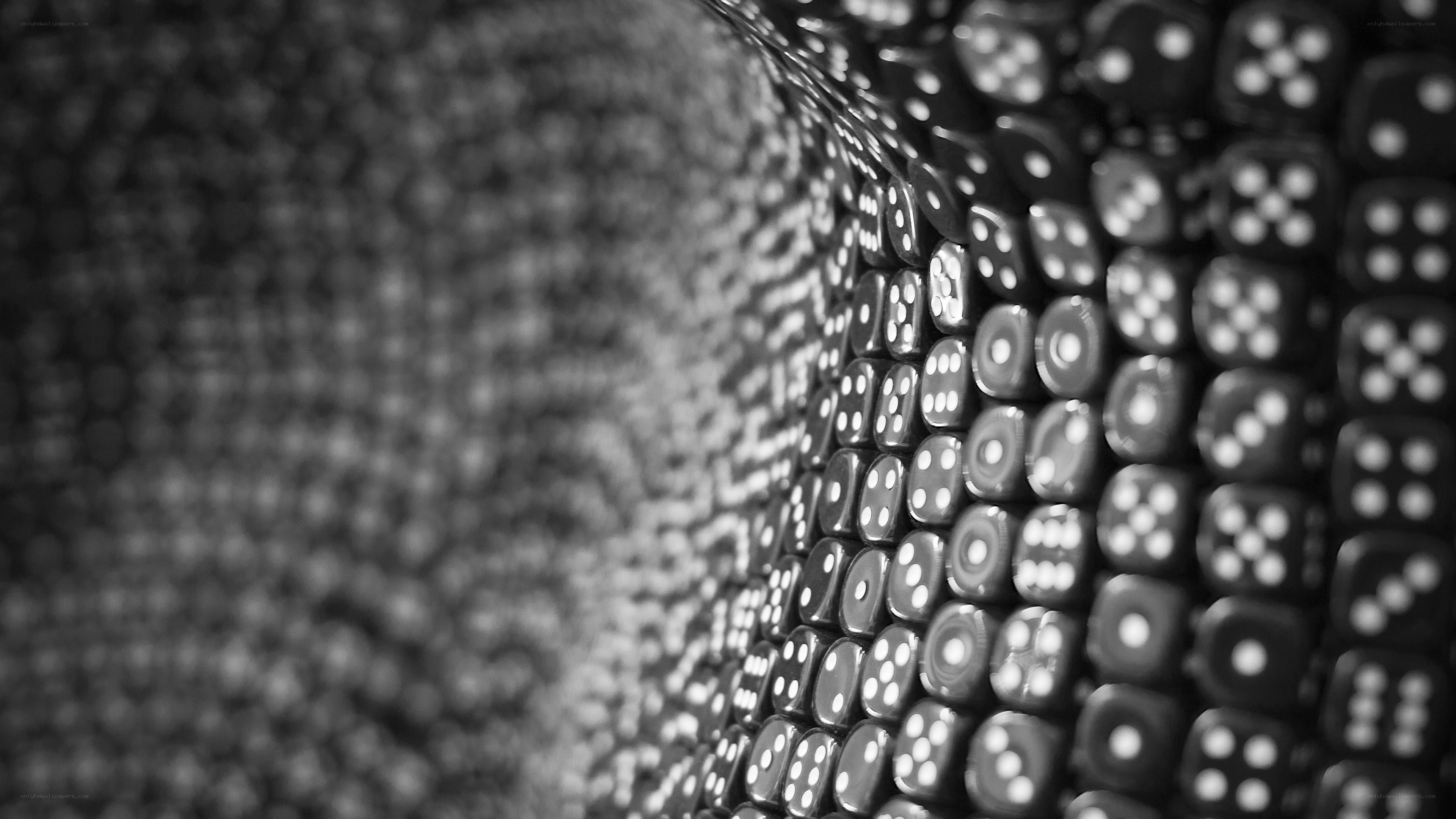 Dice wall in black and white