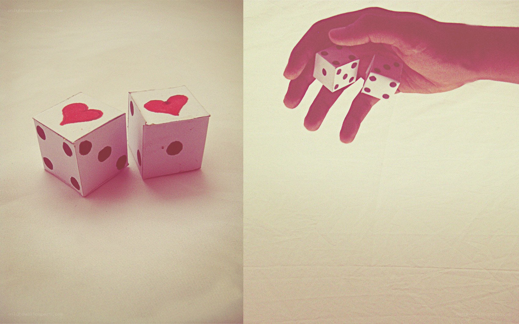 dice with hearts and dots