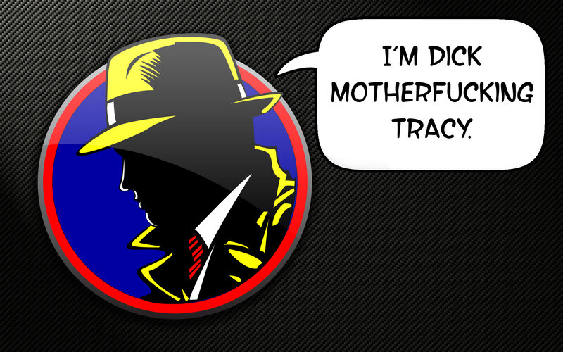 Dick Tracy logo with quote