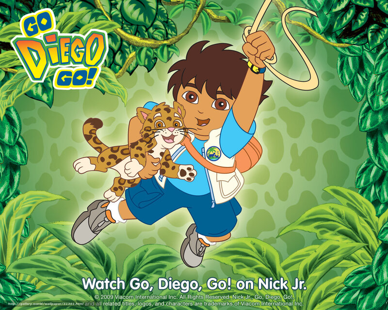 Diego and baby jaguar in jungle
